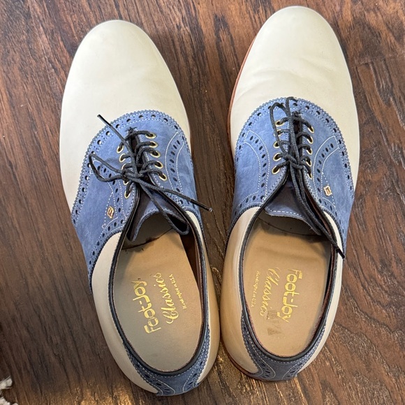 FootJoy Classics Two-Tone Saddle Oxfords in Cream and Blue Suede main image 6